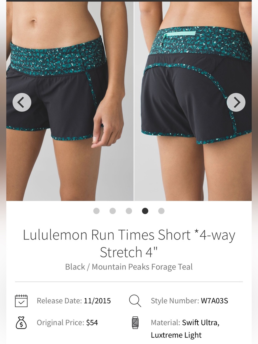 lululemon athletica Black Shorts with Forage Teal Accents